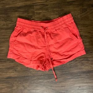 Red linen shorts! Were a pair of my favorites!! Too tight now